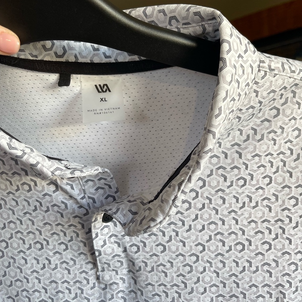 Men's VRST XL Golf Polo Hexagonal Pattern - White and Gray